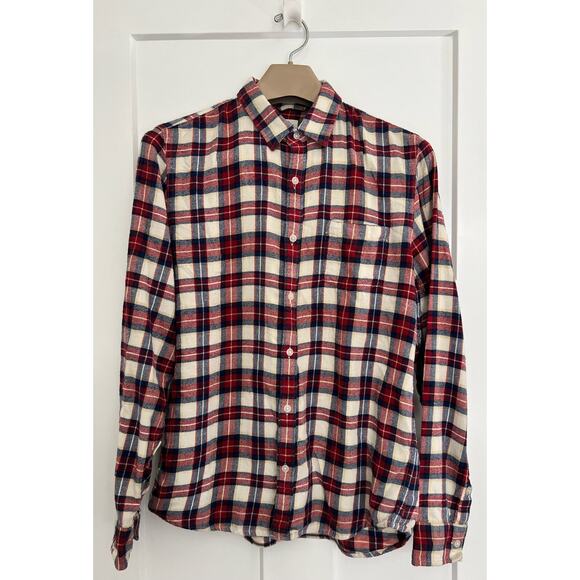 Marine Layer Flannel Men's Shirt SIZE MEDIUM 100% Cotton Red Blue - Picture 1 of 9